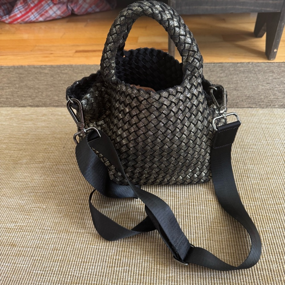 Naghedi Gold and Black Crossbody Bag with Elegant Design